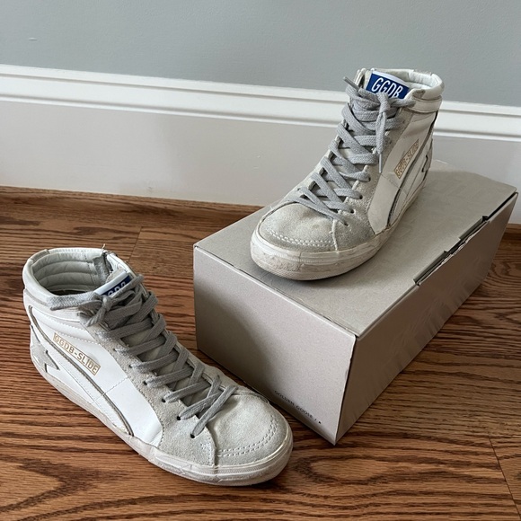Golden Goose White Slide 37 High Top Sneaker - Picture 1 of 9